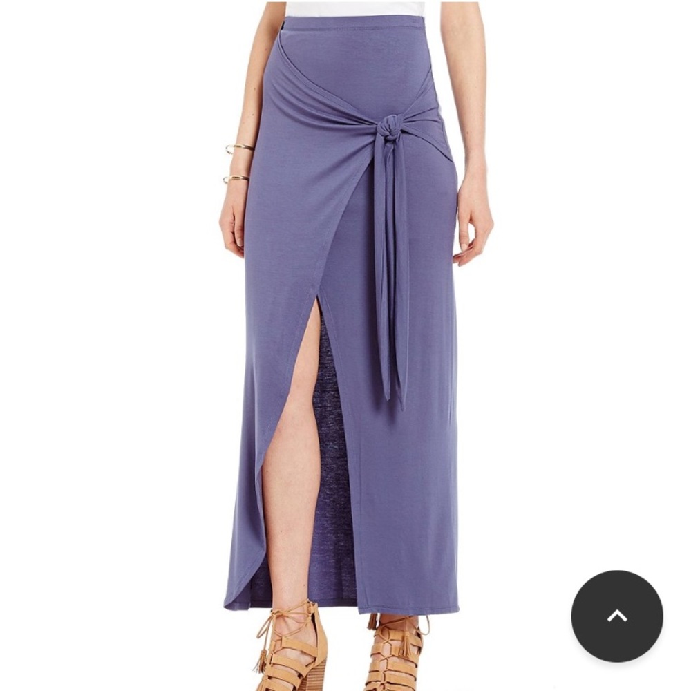 GB Faux-Wrap Knit Maxi Skirt